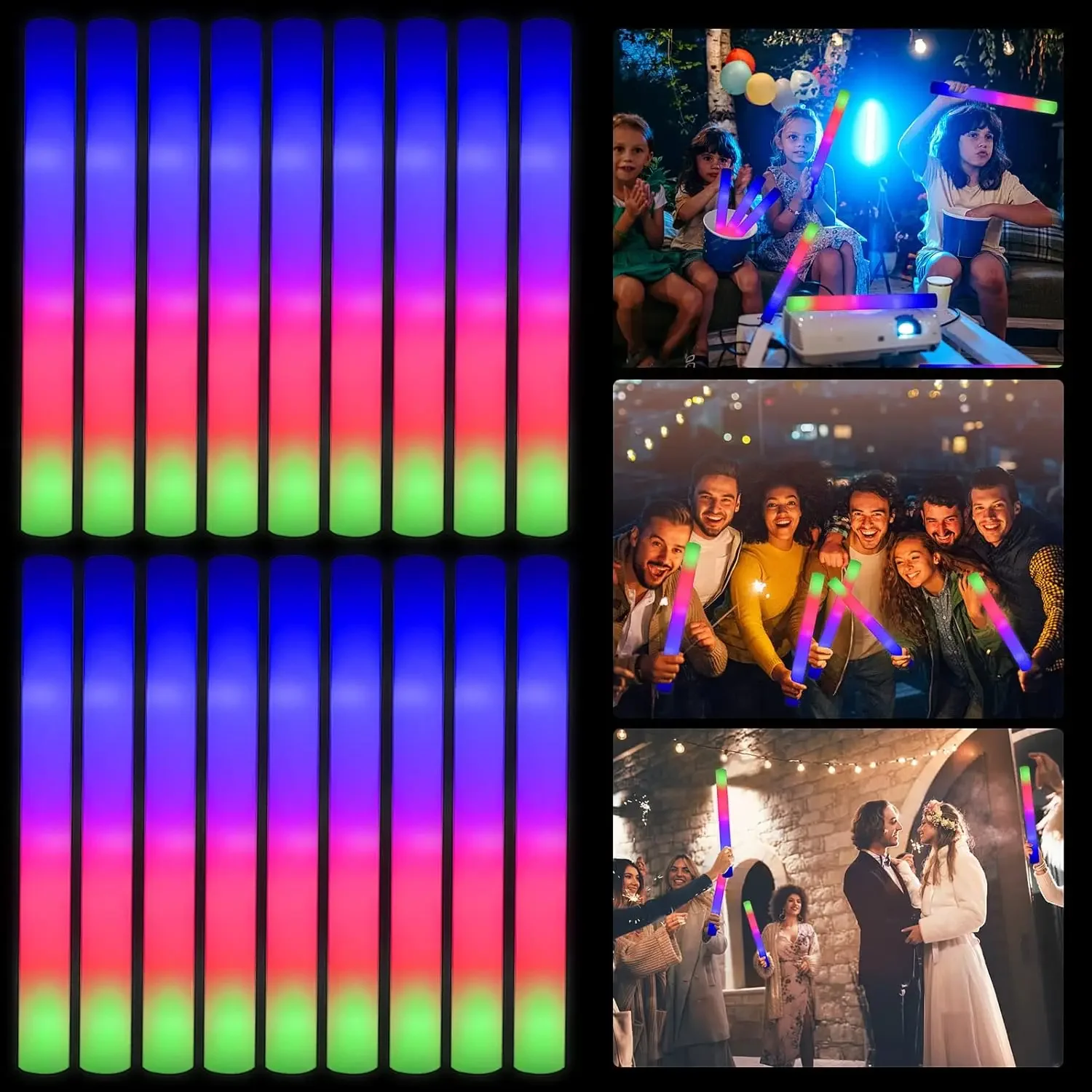 Flashing Led Foam Sticks Party - 2Z-50PCS Led Foam Glow Sticks Christmas